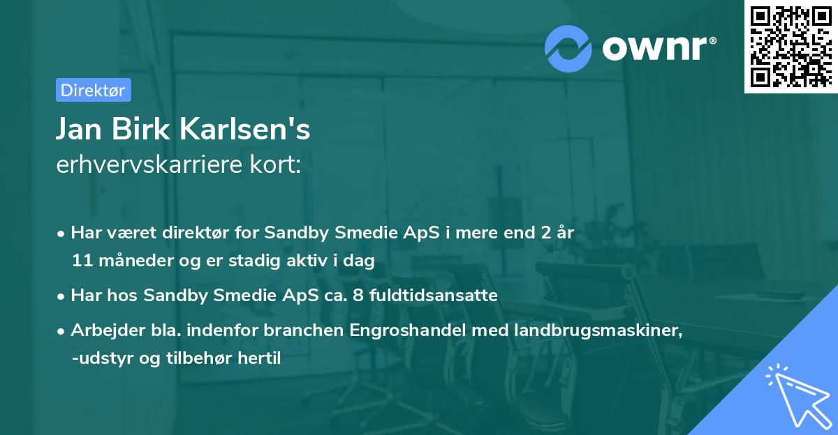 Jan Birk Karlsen's erhvervskarriere kort