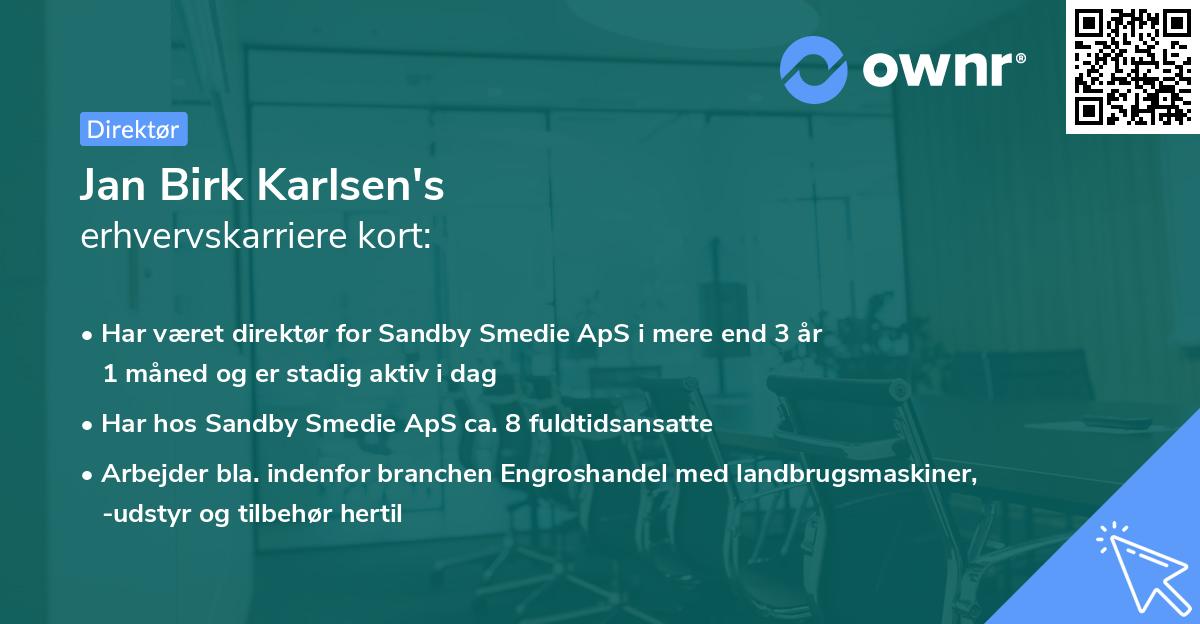 Jan Birk Karlsen's erhvervskarriere kort