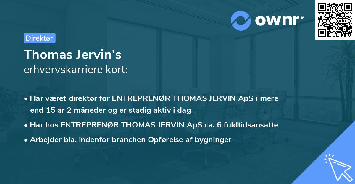 Thomas Jervin's erhvervskarriere kort
