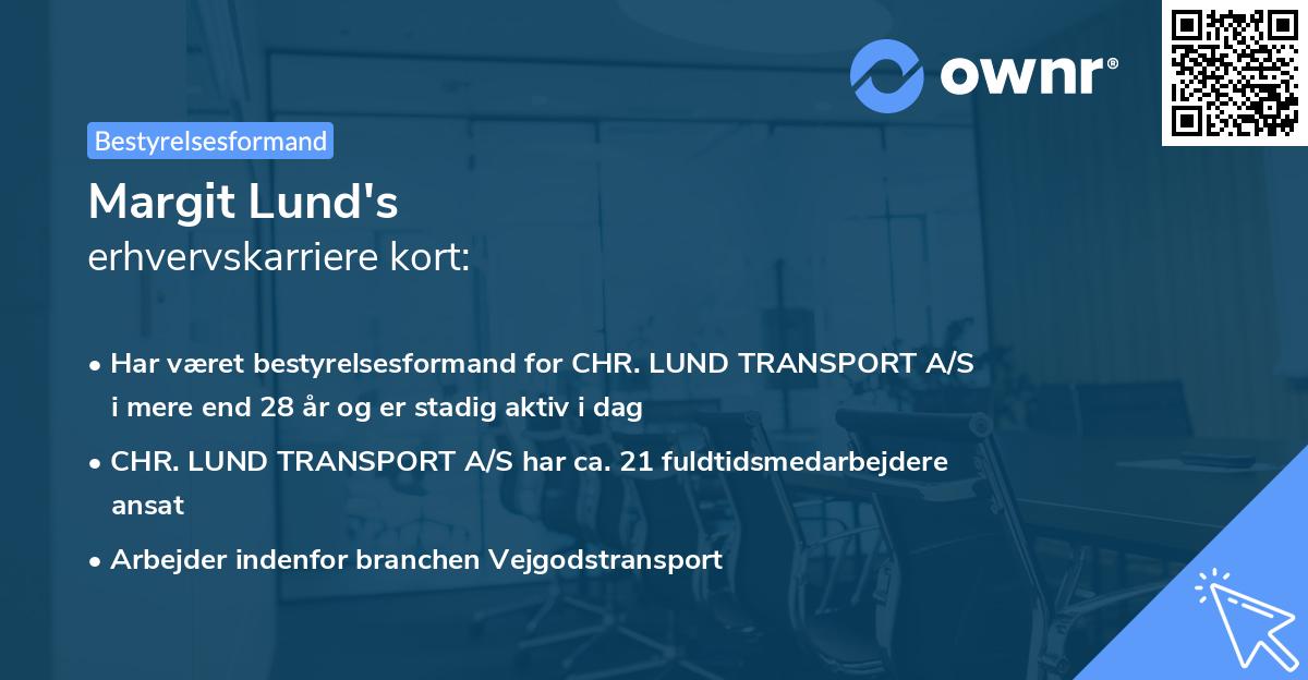 Margit Lund's erhvervskarriere kort