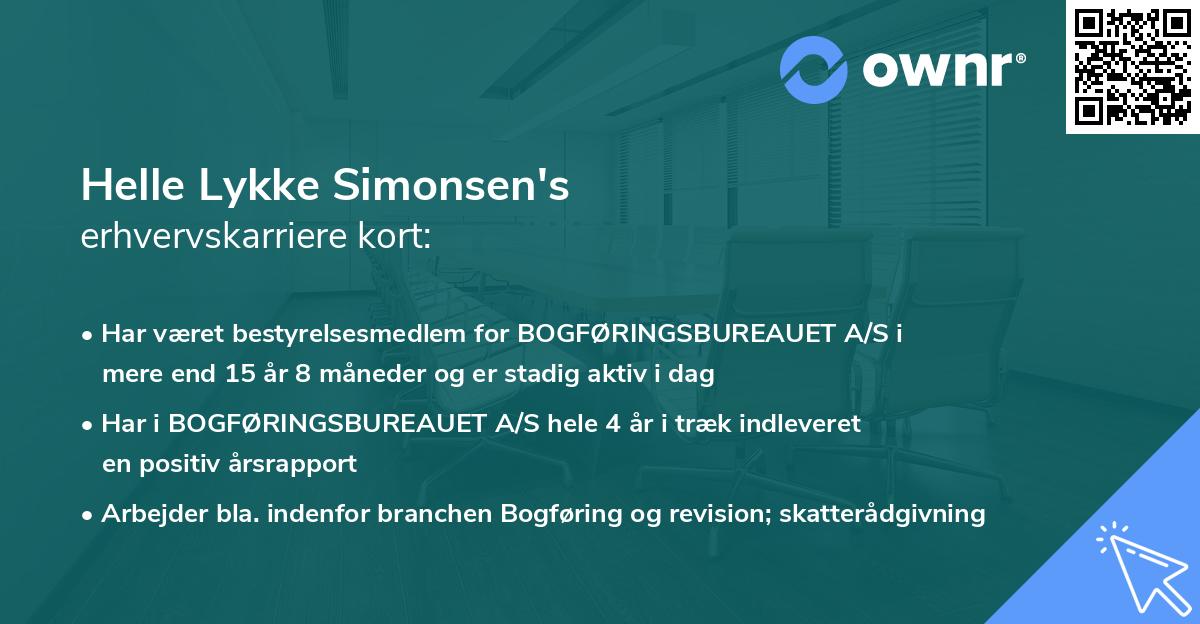 Helle Lykke Simonsen's erhvervskarriere kort