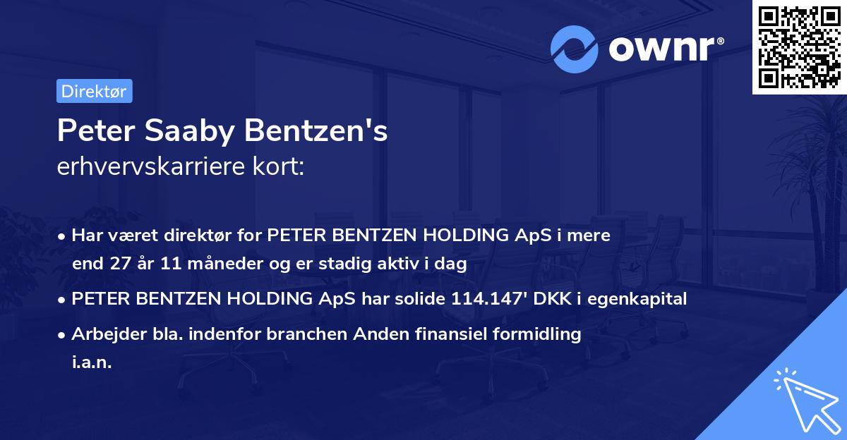 Peter Saaby Bentzen's erhvervskarriere kort