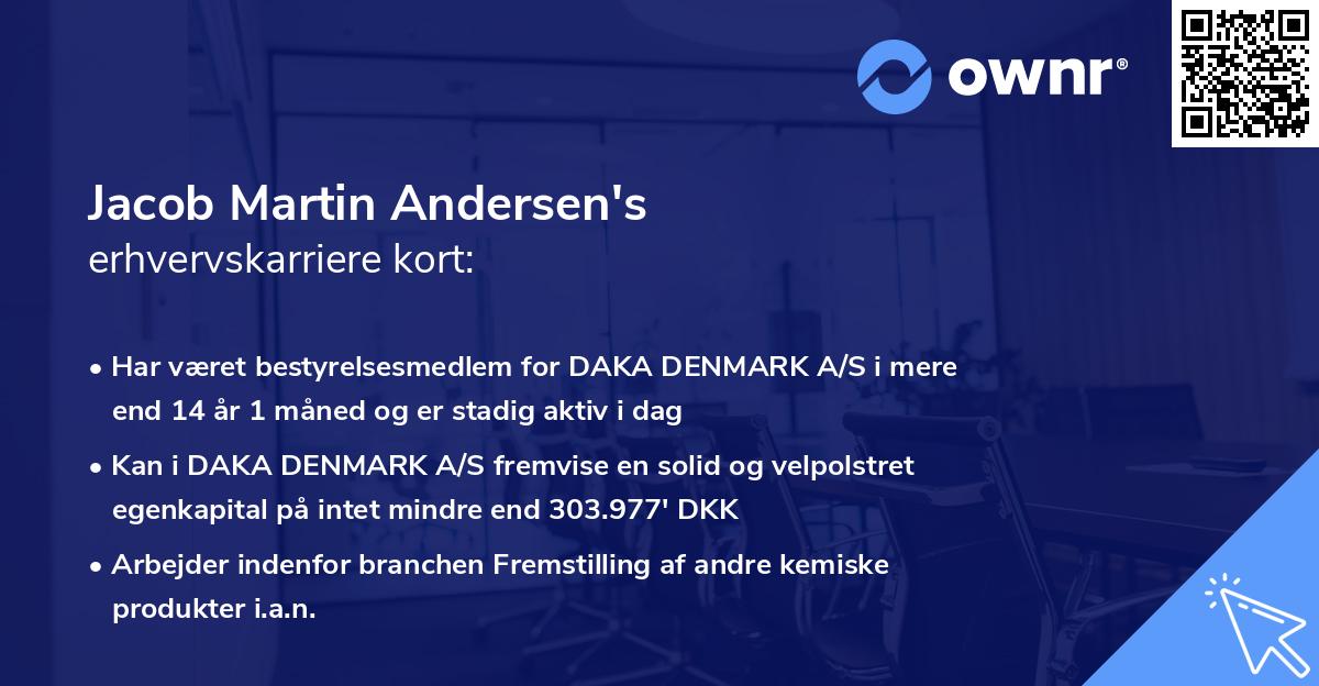 Jacob Martin Andersen's erhvervskarriere kort