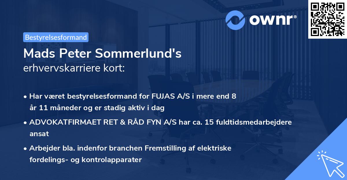 Mads Peter Sommerlund's erhvervskarriere kort
