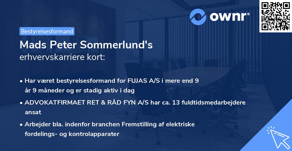 Mads Peter Sommerlund's erhvervskarriere kort