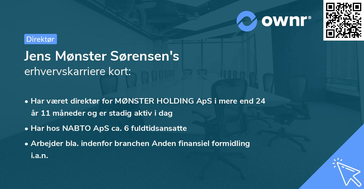 Jens Mønster Sørensen's erhvervskarriere kort