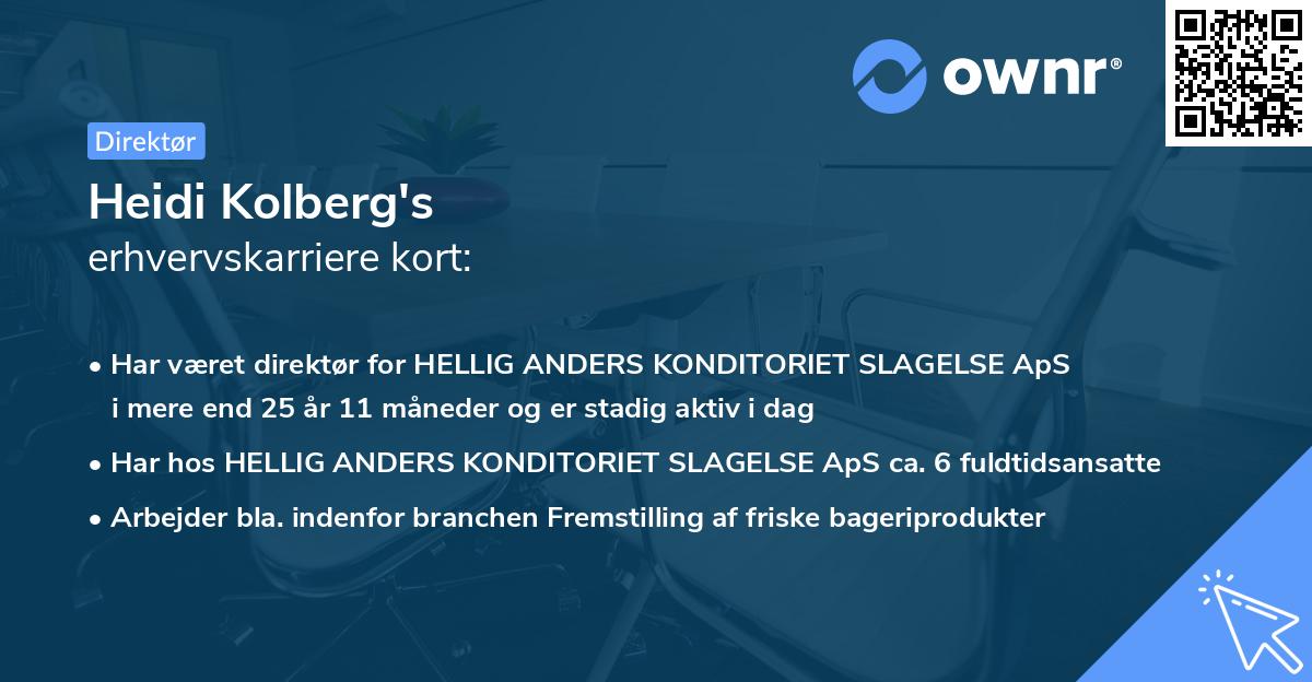 Heidi Kolberg's erhvervskarriere kort