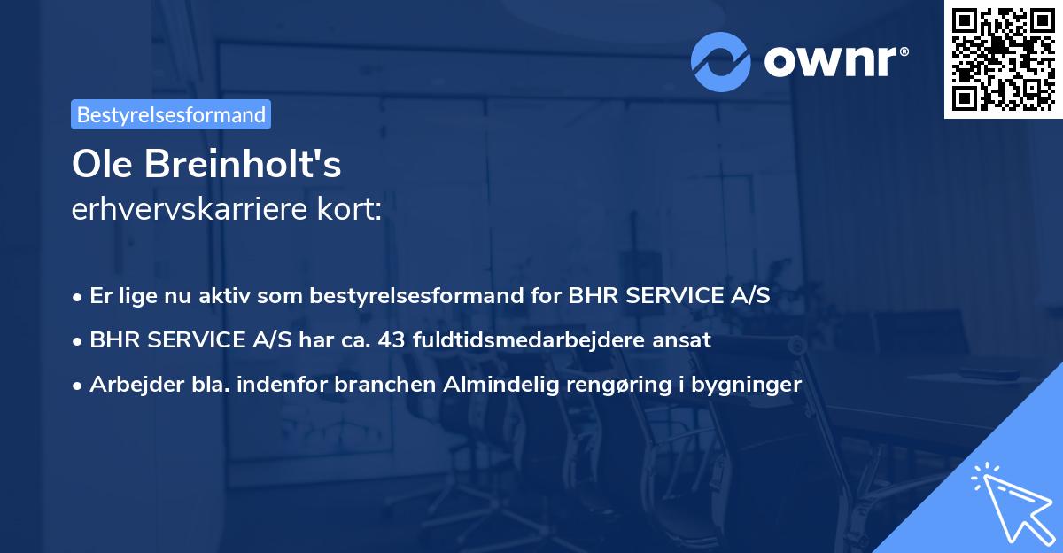 Ole Breinholt's erhvervskarriere kort