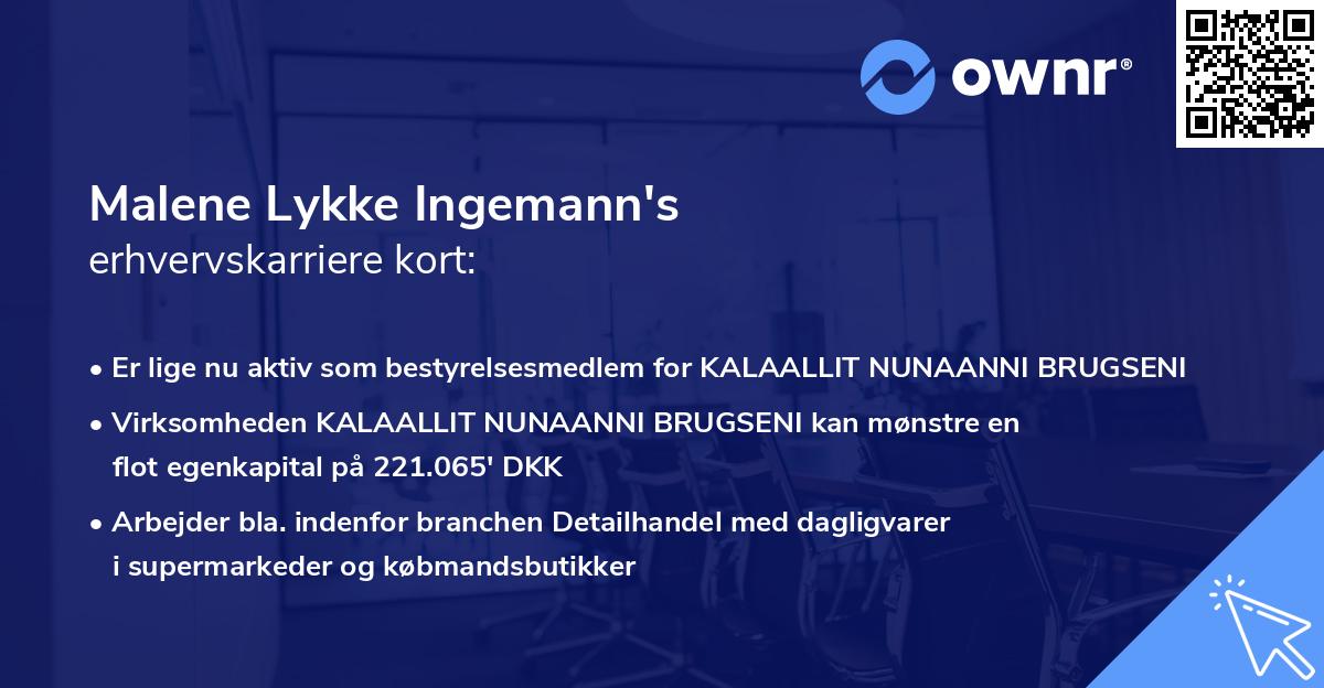 Malene Lykke Ingemann's erhvervskarriere kort