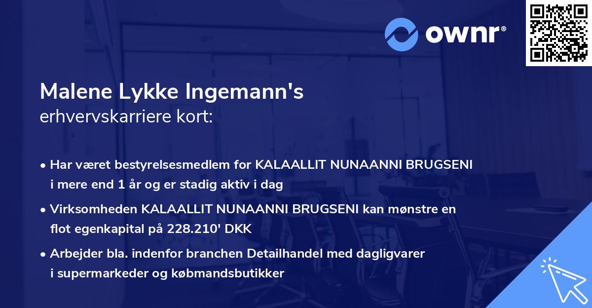 Malene Lykke Ingemann's erhvervskarriere kort