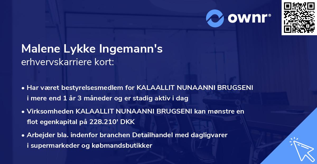 Malene Lykke Ingemann's erhvervskarriere kort