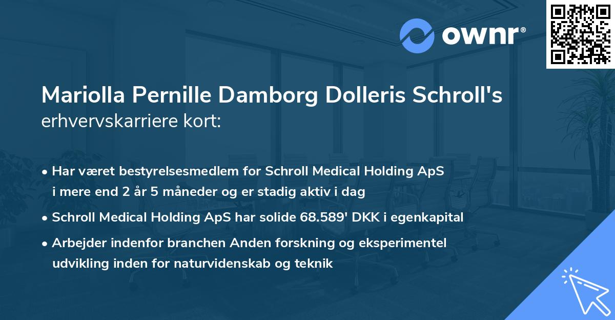 Mariolla Pernille Damborg Dolleris Schroll's erhvervskarriere kort