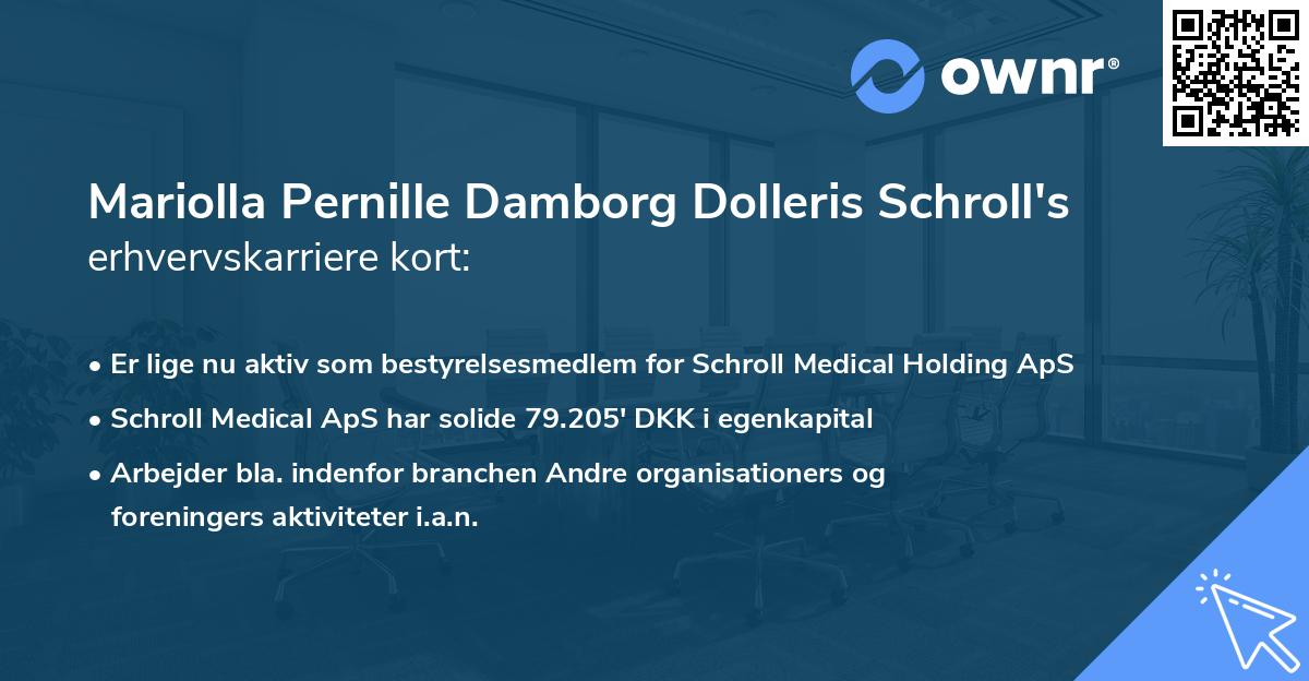 Mariolla Pernille Damborg Dolleris Schroll's erhvervskarriere kort