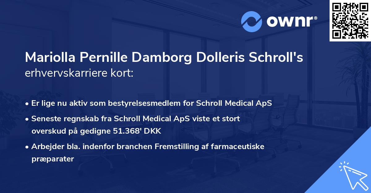Mariolla Pernille Damborg Dolleris Schroll's erhvervskarriere kort