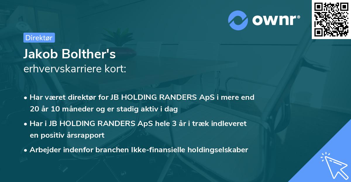 Jakob Bolther's erhvervskarriere kort