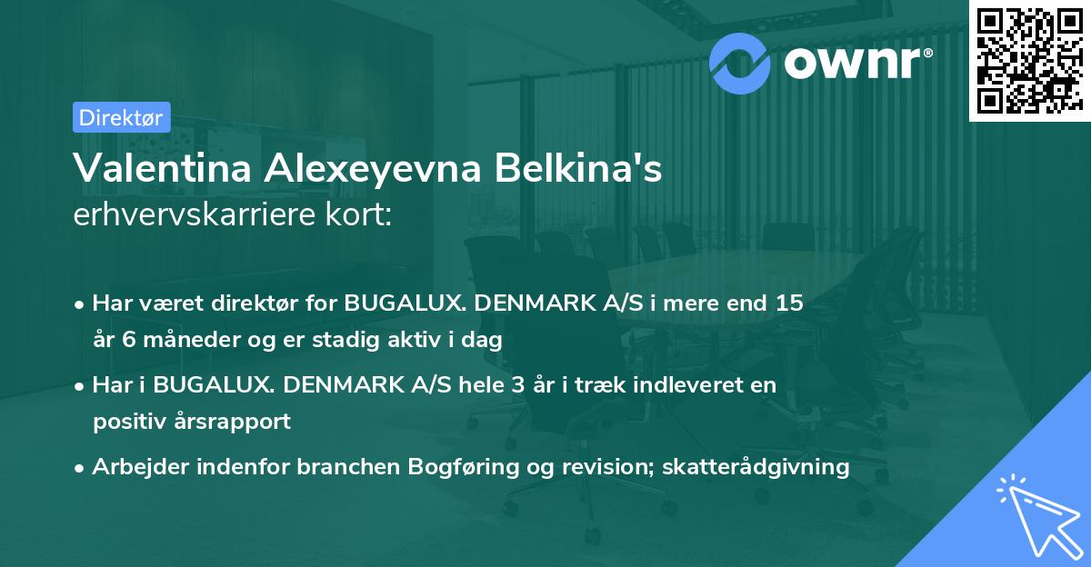 Valentina Alexeyevna Belkina's erhvervskarriere kort