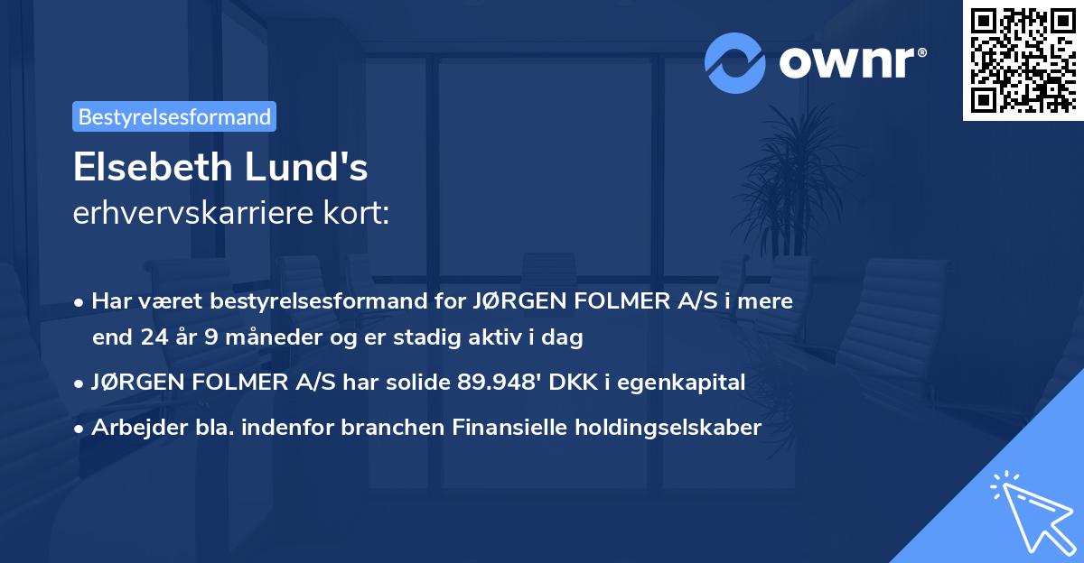 Elsebeth Lund's erhvervskarriere kort