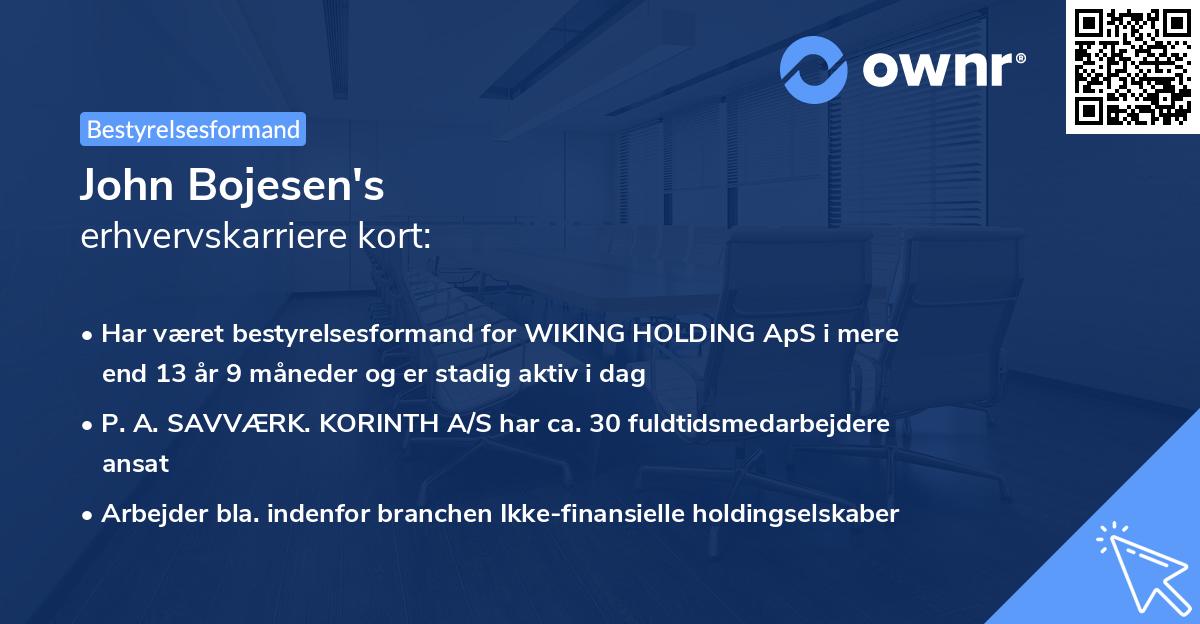 John Bojesen's erhvervskarriere kort