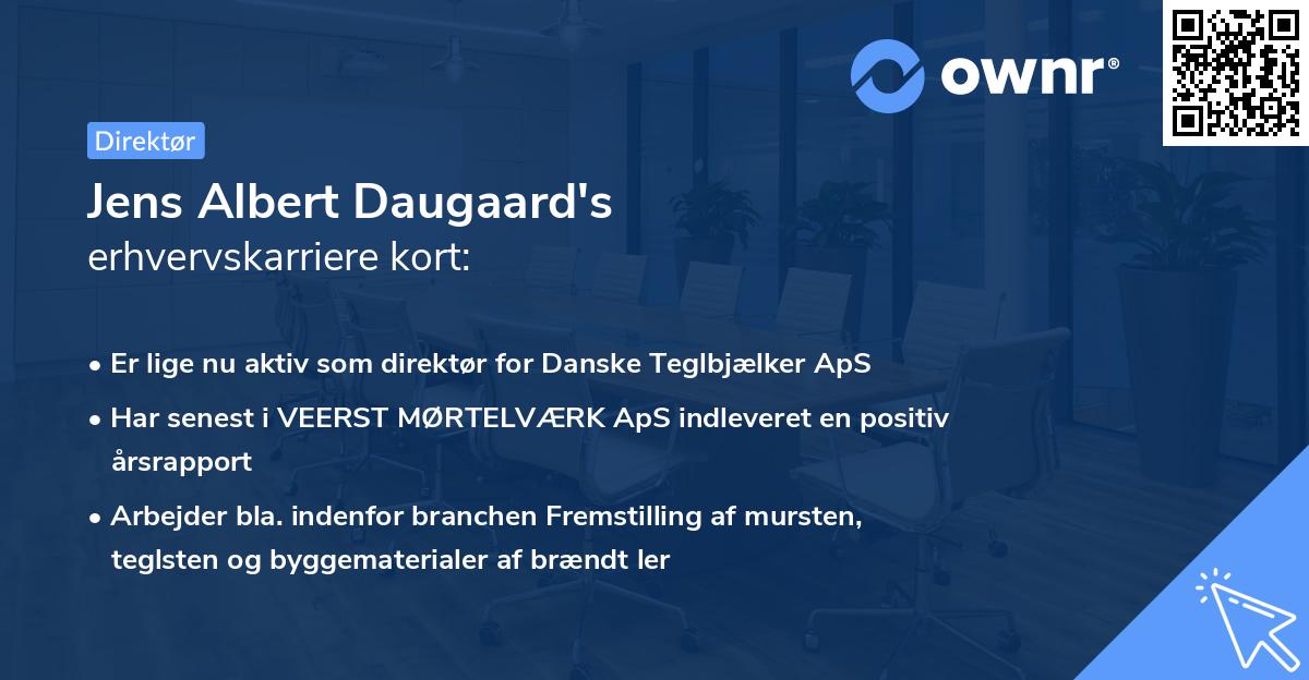 Jens Albert Daugaard's erhvervskarriere kort