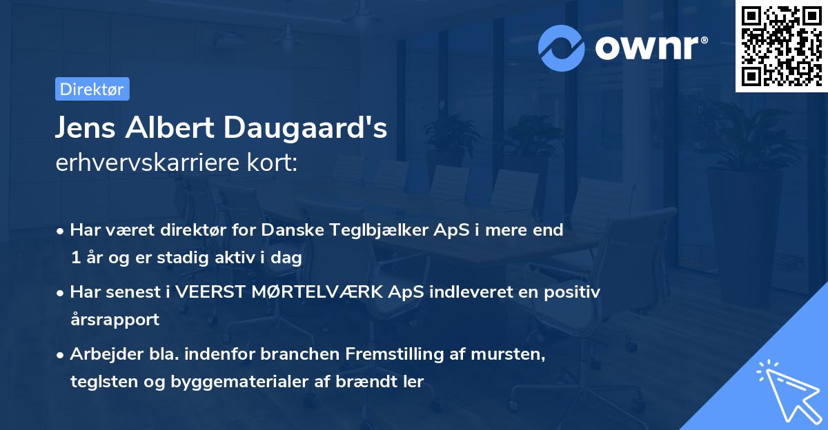Jens Albert Daugaard's erhvervskarriere kort