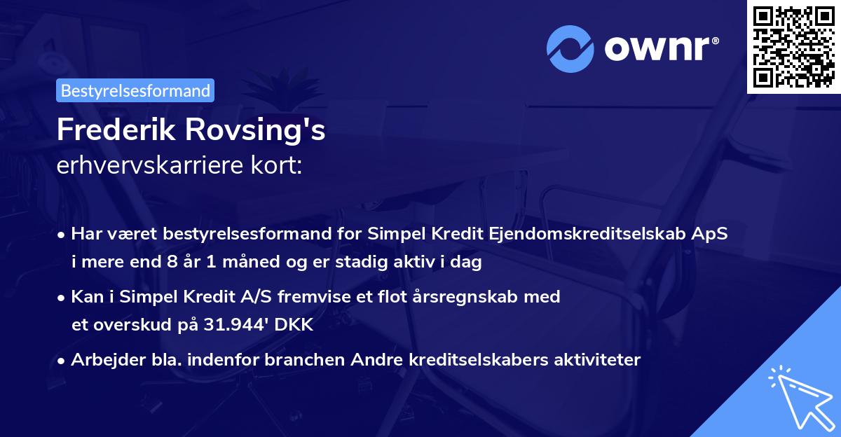 Frederik Rovsing's erhvervskarriere kort