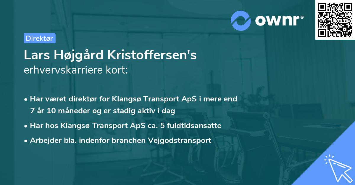 Lars Højgård Kristoffersen's erhvervskarriere kort