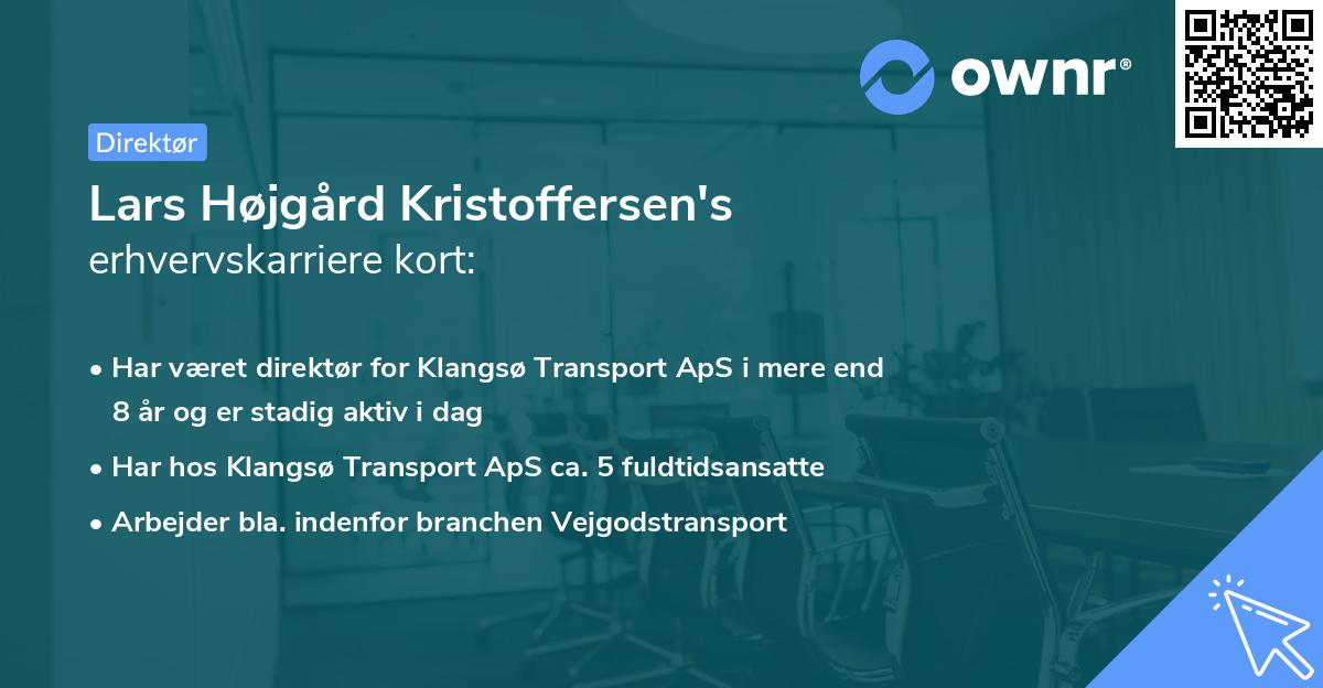 Lars Højgård Kristoffersen's erhvervskarriere kort
