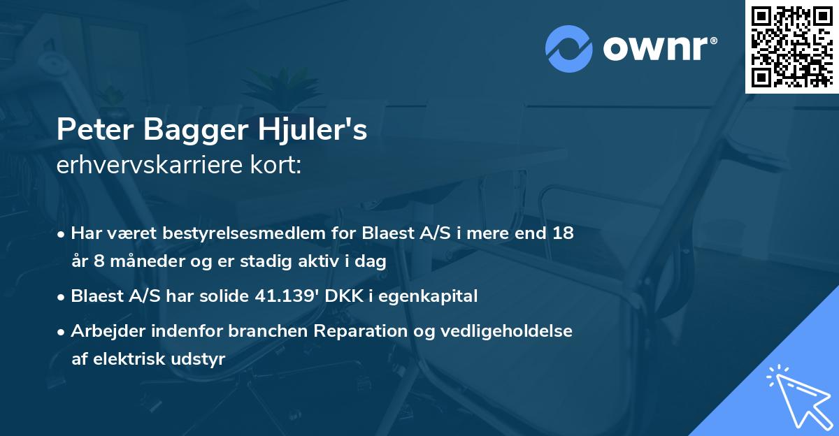 Peter Bagger Hjuler's erhvervskarriere kort