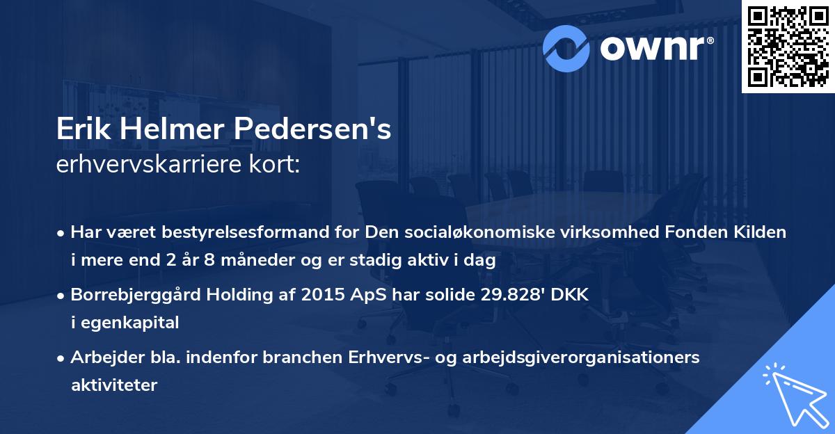Erik Helmer Pedersen's erhvervskarriere kort