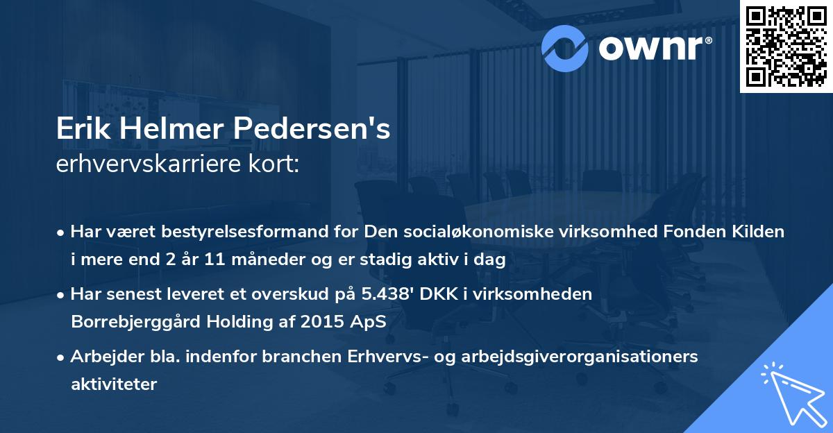 Erik Helmer Pedersen's erhvervskarriere kort