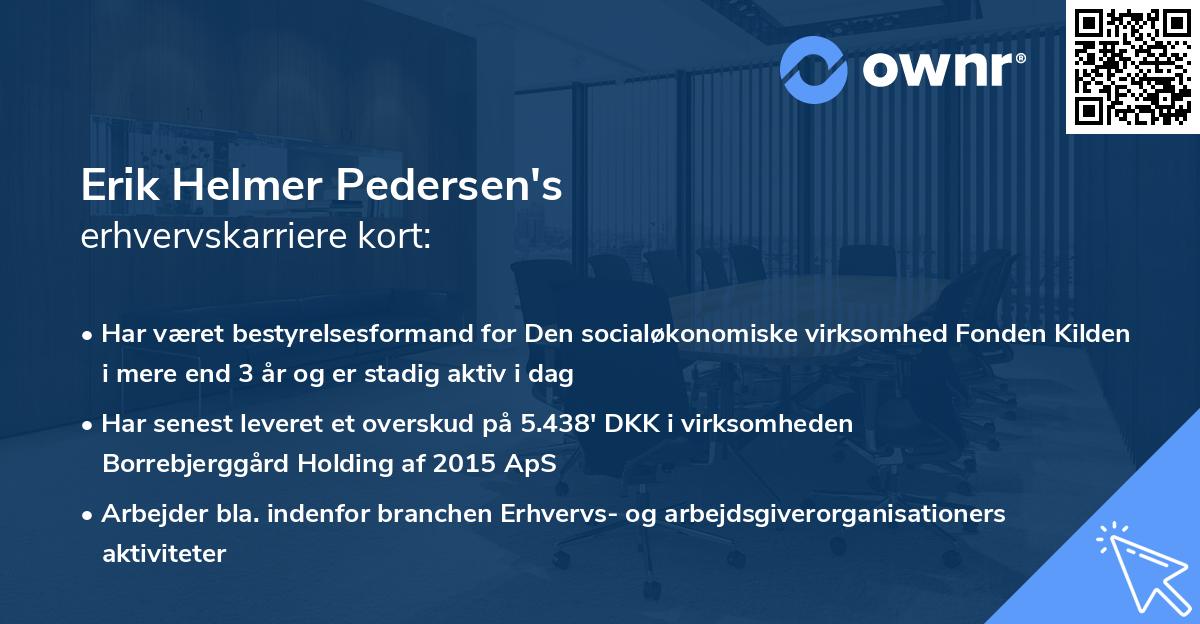 Erik Helmer Pedersen's erhvervskarriere kort