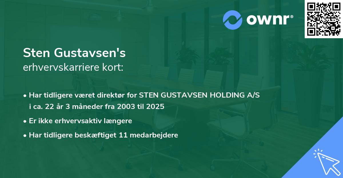 Sten Gustavsen's erhvervskarriere kort