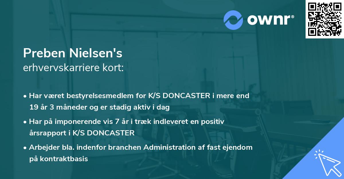 Preben Nielsen's erhvervskarriere kort