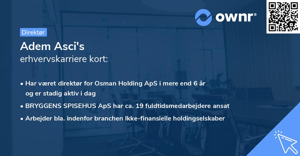 Adem Asci's erhvervskarriere kort