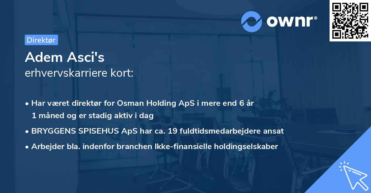 Adem Asci's erhvervskarriere kort