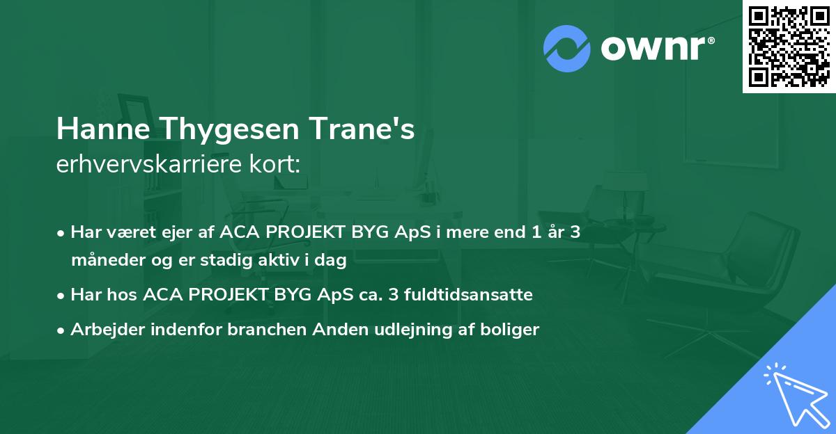 Hanne Thygesen Trane's erhvervskarriere kort
