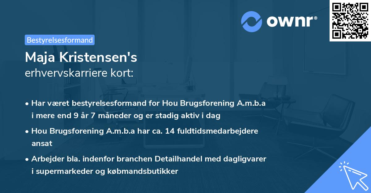 Maja Kristensen's erhvervskarriere kort