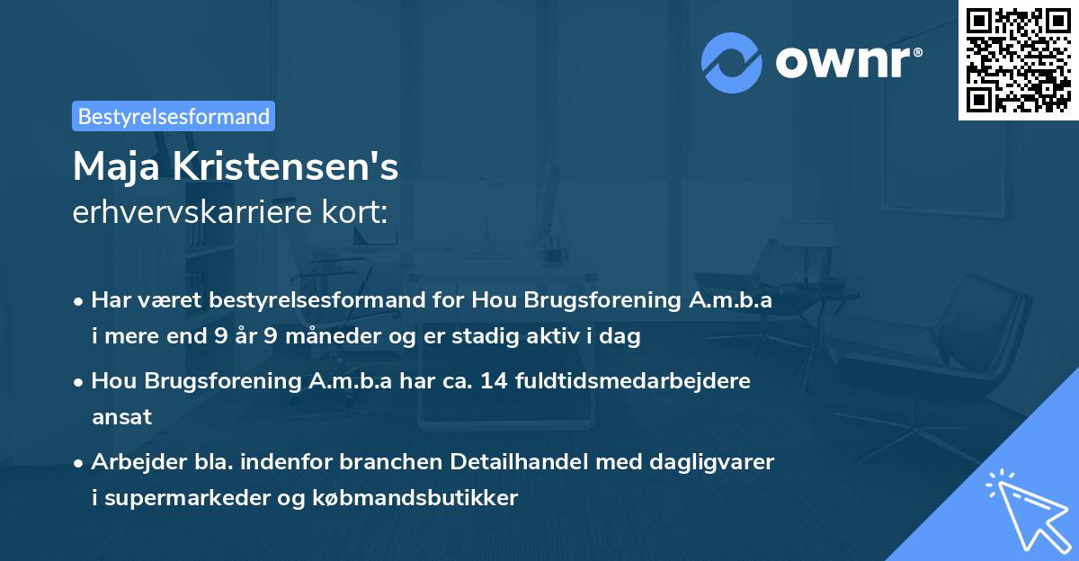 Maja Kristensen's erhvervskarriere kort