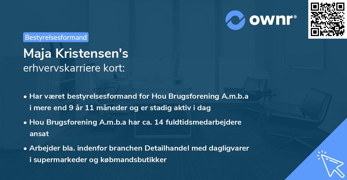 Maja Kristensen's erhvervskarriere kort