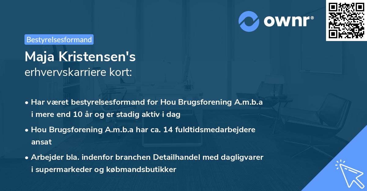 Maja Kristensen's erhvervskarriere kort