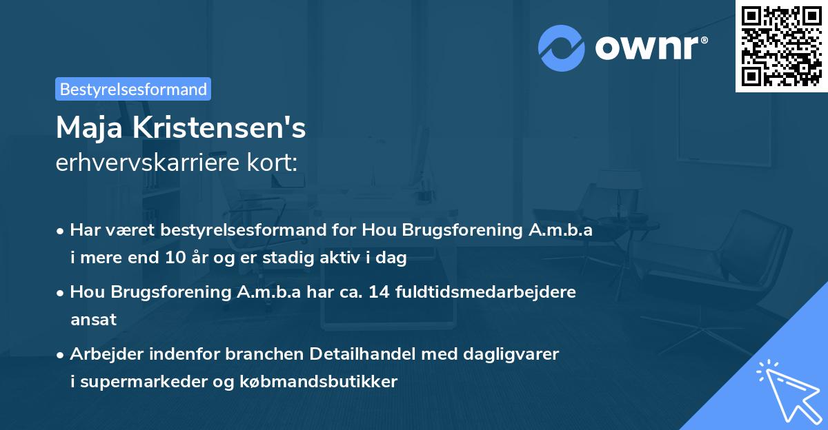 Maja Kristensen's erhvervskarriere kort