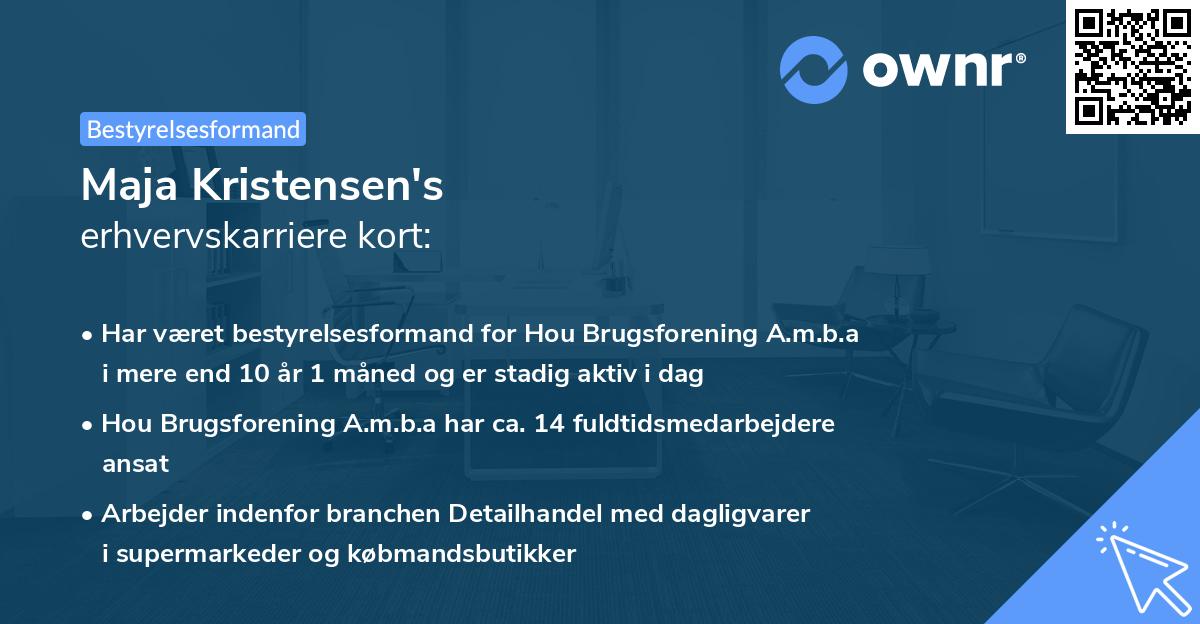 Maja Kristensen's erhvervskarriere kort