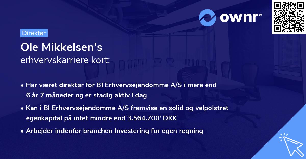 Ole Mikkelsen's erhvervskarriere kort
