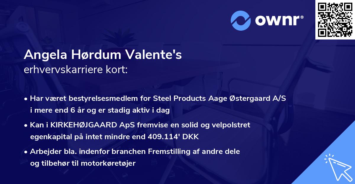 Angela Hørdum Valente's erhvervskarriere kort