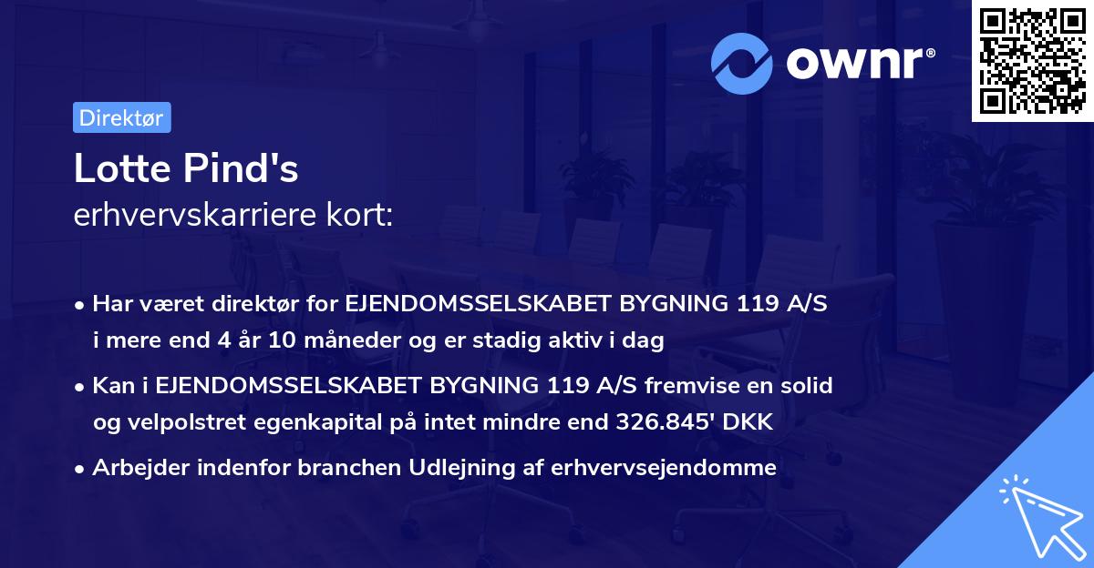 Lotte Pind's erhvervskarriere kort