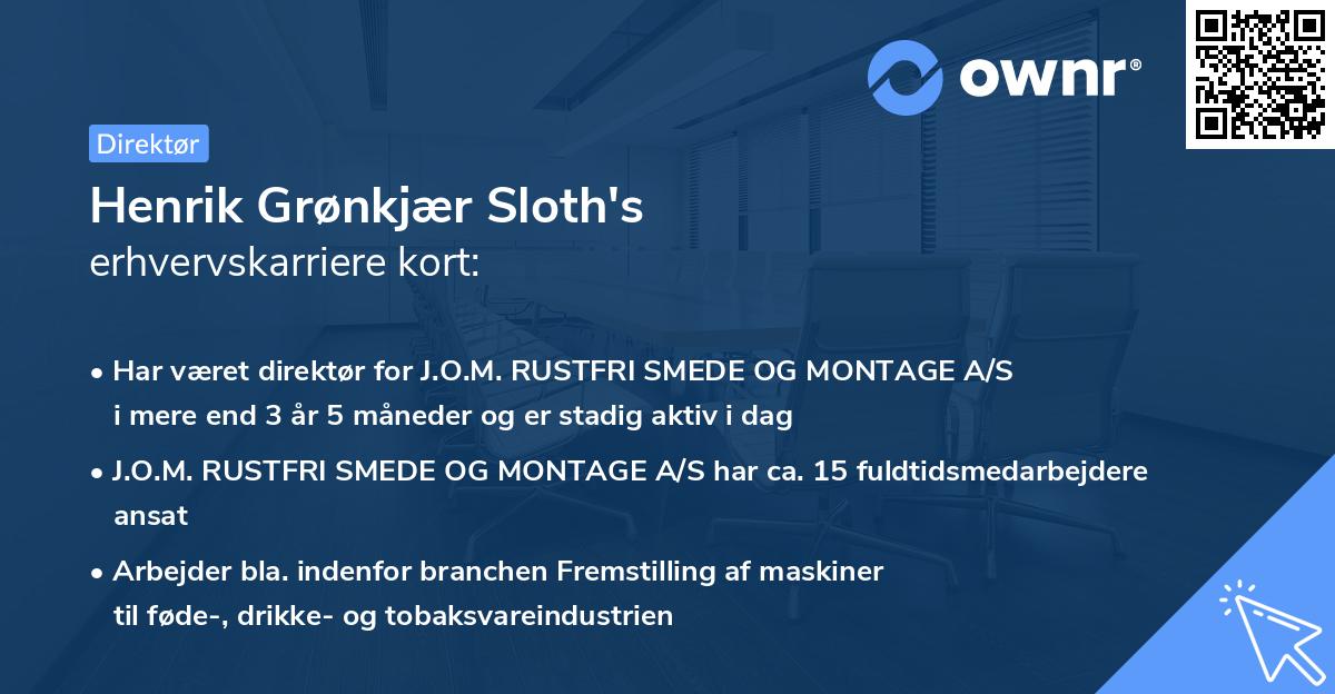 Henrik Grønkjær Sloth's erhvervskarriere kort