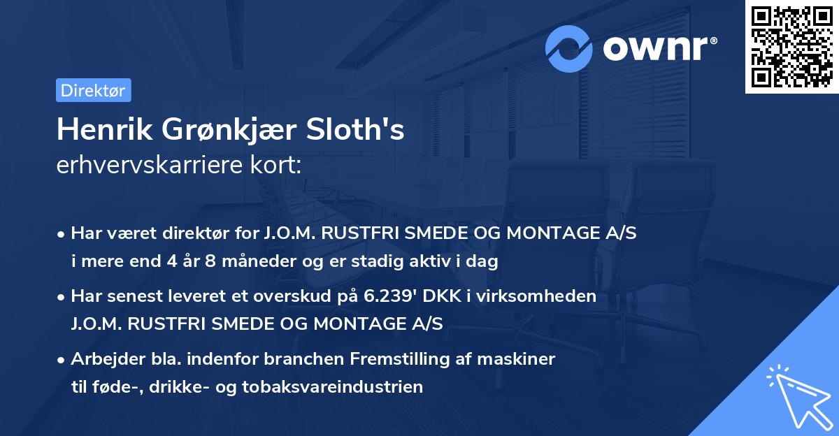 Henrik Grønkjær Sloth's erhvervskarriere kort