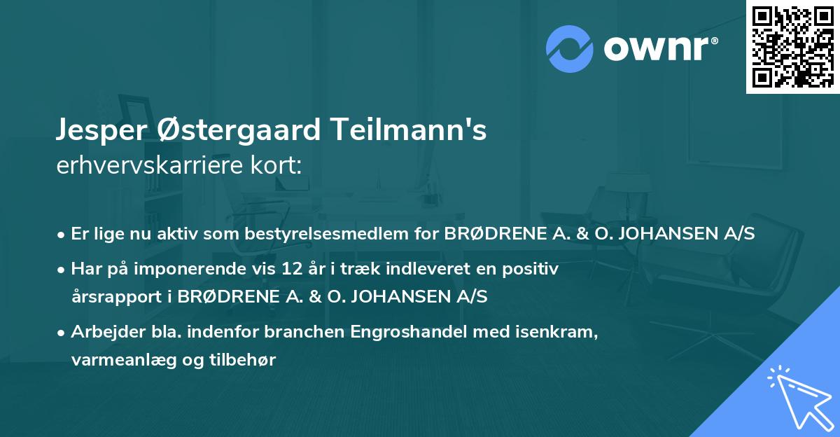Jesper Østergaard Teilmann's erhvervskarriere kort