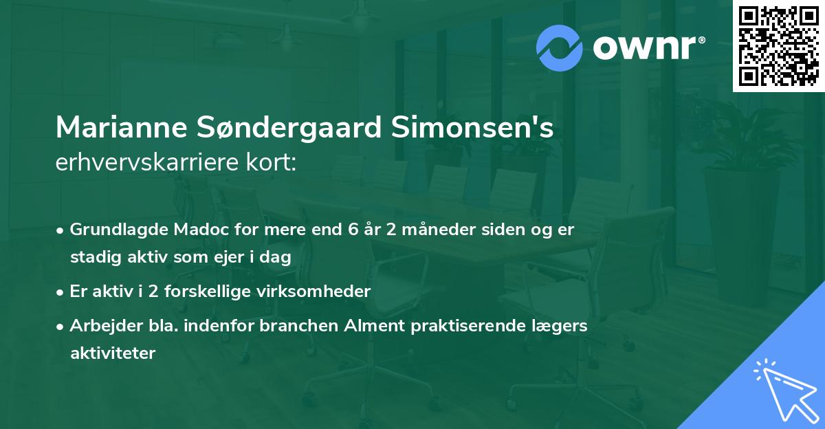 Marianne Søndergaard Simonsen's erhvervskarriere kort