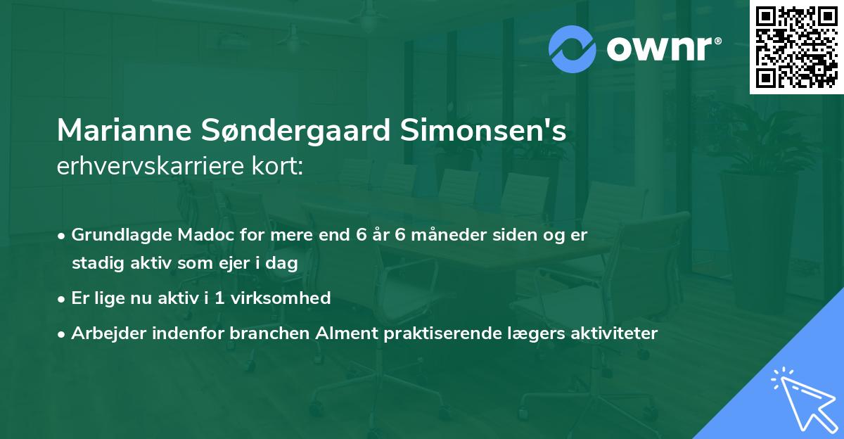 Marianne Søndergaard Simonsen's erhvervskarriere kort